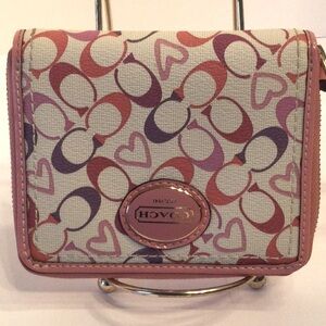 Coach Pink signature logo print wristlet